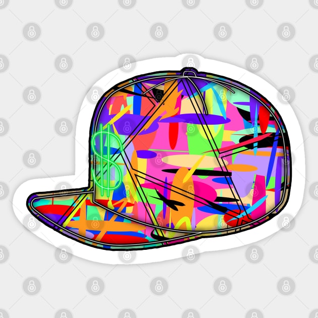 Money Hat - Neon Dollar Sign Sticker by AnAzArt